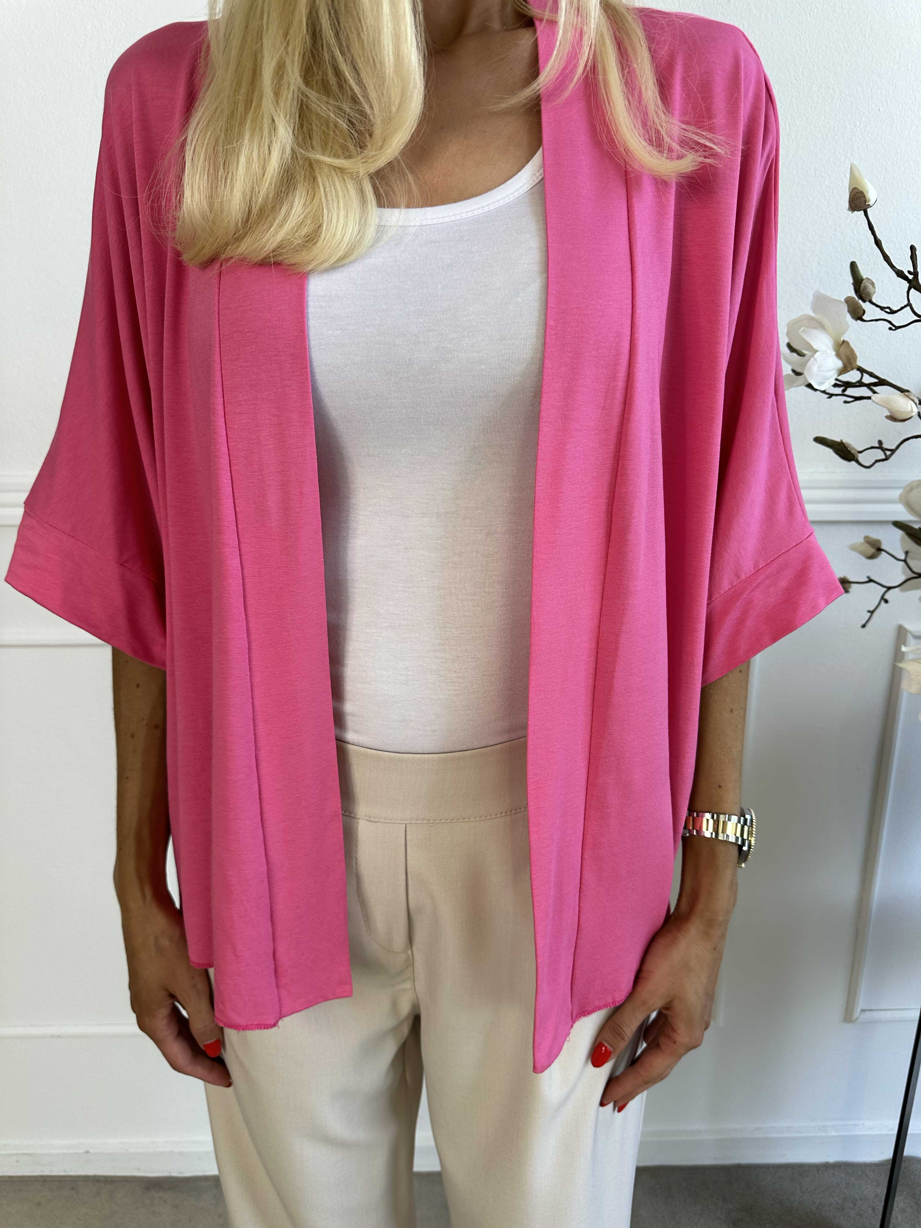 Mimi - Kort ensfarvet cardigan i viskose